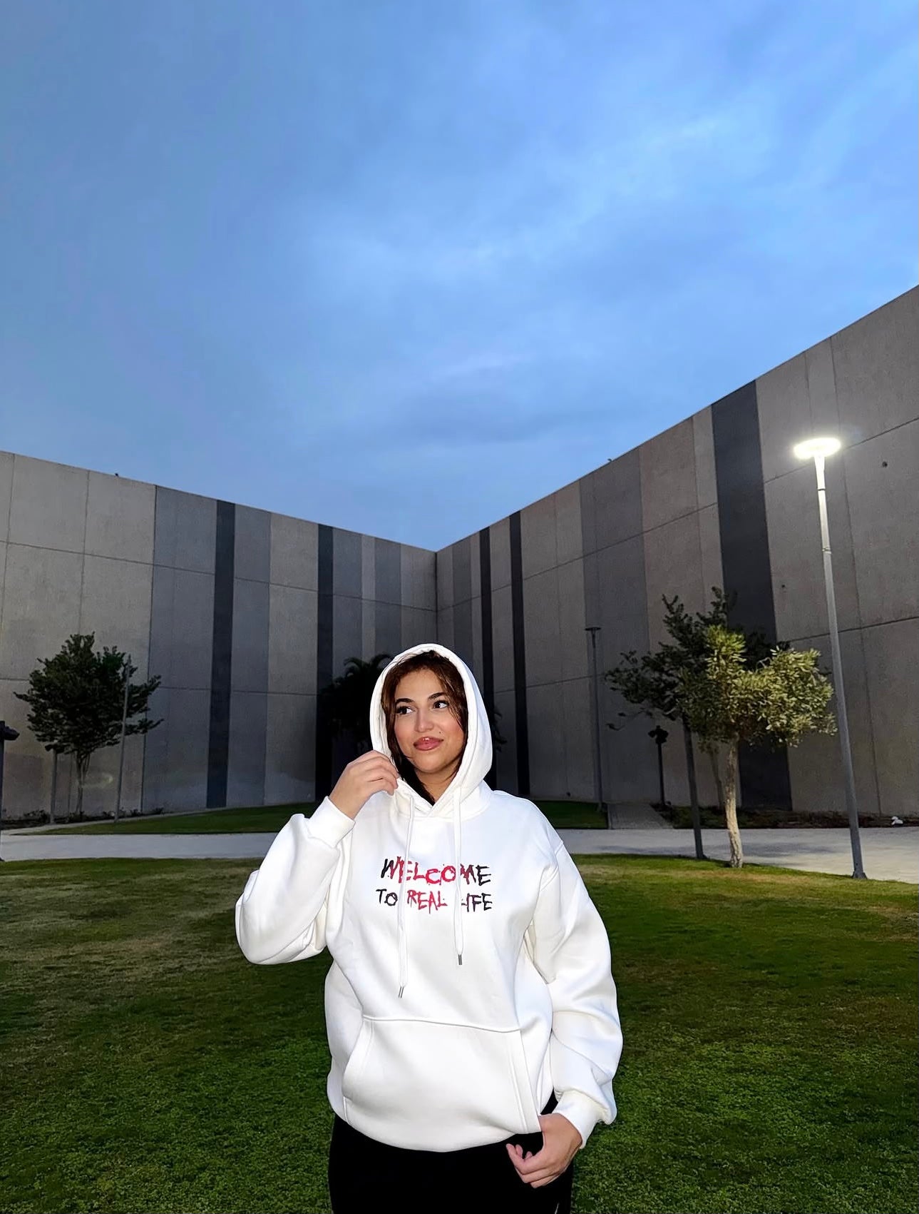 "Welcome to Real Life" White Hoodie